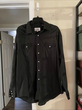 Men's Black Casual Button-Down Shirt - Classic Long Sleeve